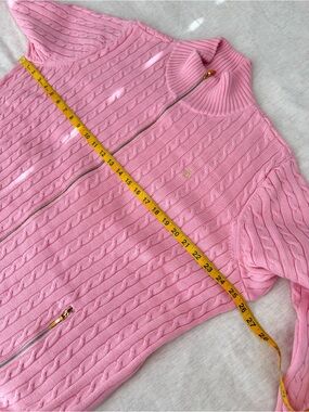 Lauren by Ralph Lauren Pink Cable-Knit Zip-Front Sweater Jacket 100% cotton XXXL